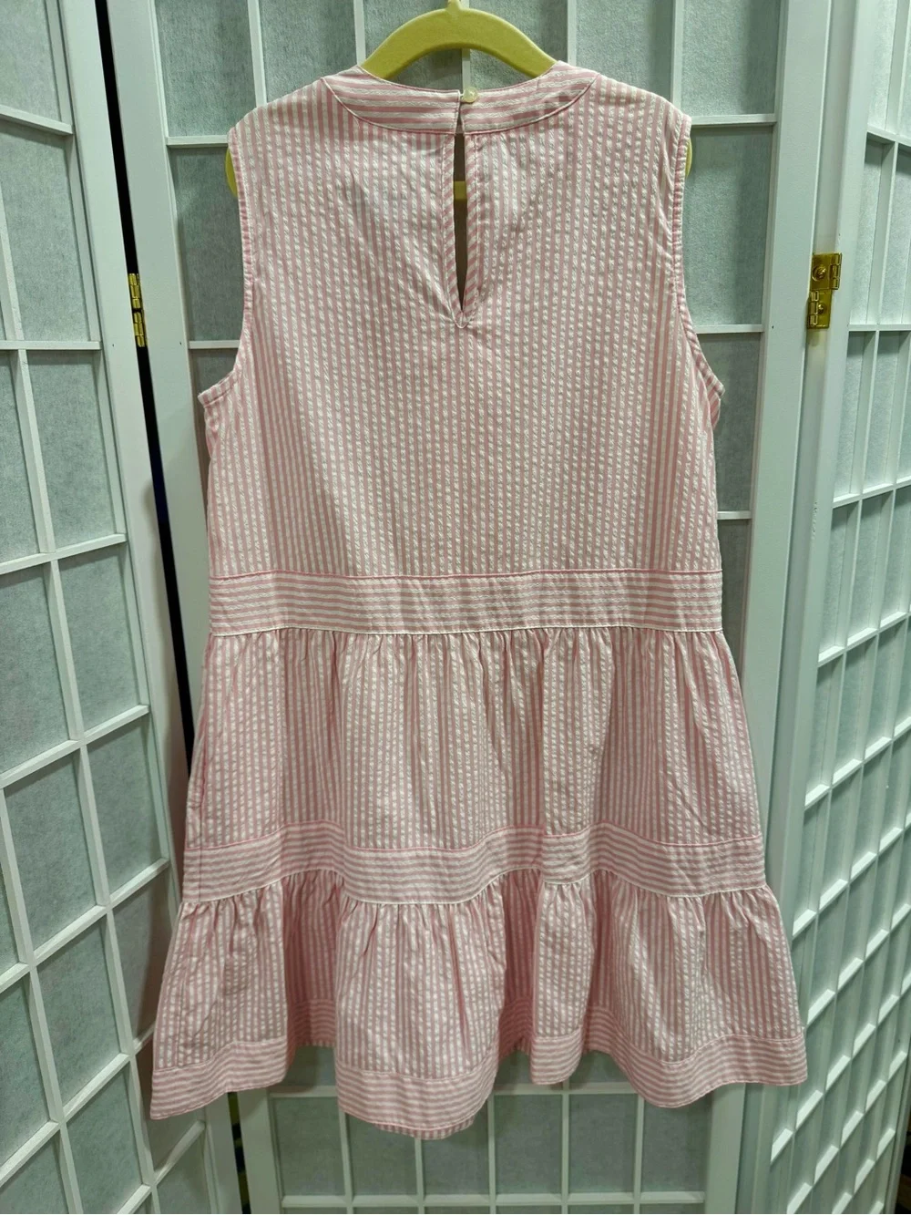Vineyard Vines Pink Striped Sleeveless Tiered Dress